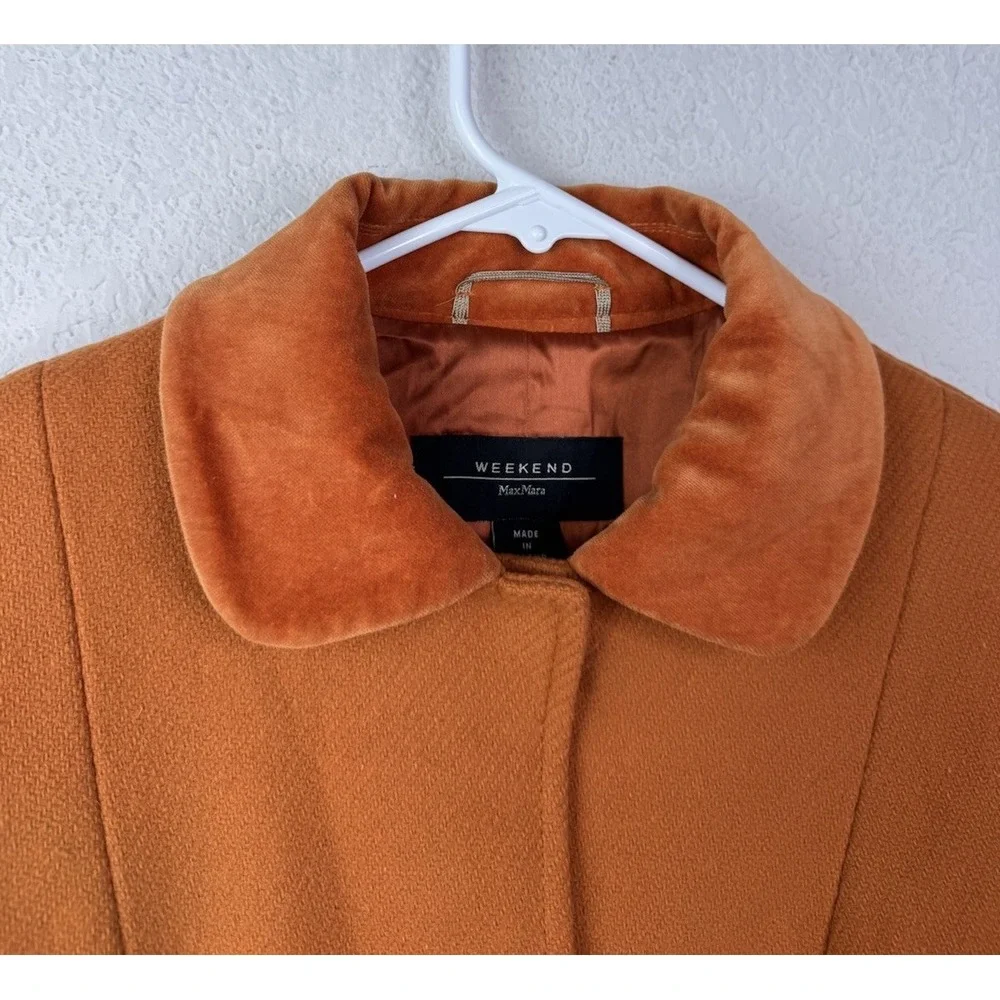 Max‎ Mara Weekend Wool Jacket Women's 4 EU 38 Terracotta Velvet Collar Tailored